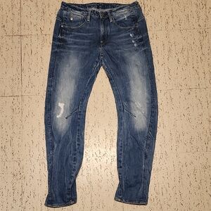 G-Star Raw Arc 3D Blue Washed Low Boyfriend Distressed Denim Jeans